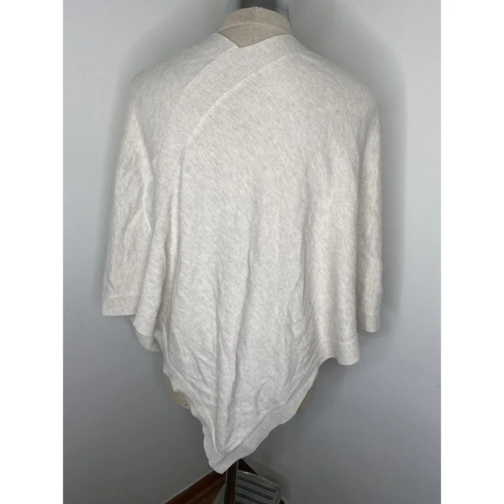 J Jill Knit Poncho Sweater One Size Tan Oatmeal Short Sleeve V neck Cape